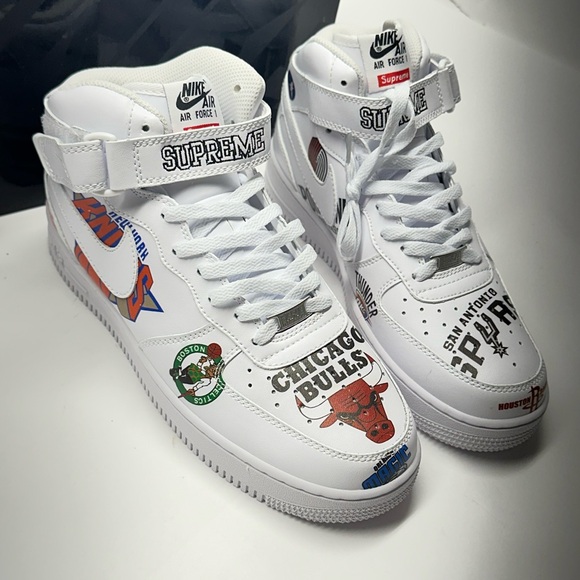 Supreme Nike Air Force 1 Mid NBA Teams Logo Design BRAND NEW Sneakers - Picture 4 of 7